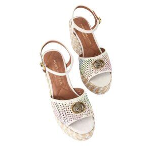 Kurt Geiger London Chelsea Wedge Heel Bone Suede Rainbow Women's Size 39 8.5 US